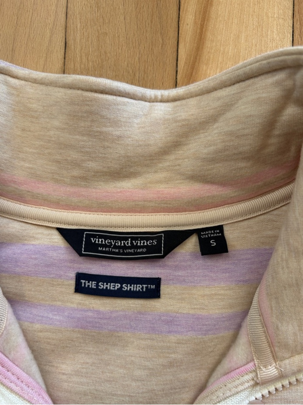 Vineyard Vines Cream Pullover with Pink & Lavender Stripes - Picture 3 of 3